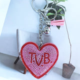 Thank you mom gift: korean velvet mum letter heart keychain - mother's day birthday gift, car accessory