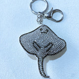 Manta ray keychain - cute marine animal bag charm, car key & backpack accessory