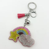 Diamond-studded rainbow keychain - european & american style tassel metal charm - bag accessory - cross-border hot seller