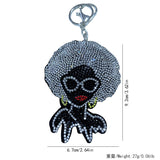 Afro girl leather diamond keychain korean velvet hot diamond stylishretrotrendy avatar box packaging decoration