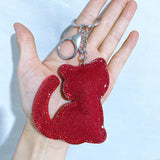 Spotted cat keychain korean velvet hot diamond cute animal key chain creative cartoon childlike fun luggage pendant wholesale