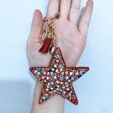 Five-pointed star fashion soft bag hanging korean velvet hot diamond keychain cross-border hot style