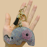 2025 new creative anime unicorn elephant keychain korean velvet rhinestone animal keyring bag charm