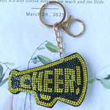 Cross-border letter cheer keychain korean velvet hot diamond cheer gift diamond-encrusted horn pattern bag key chain
