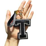 Letter bag hanging korean velvet inlaid diamond ultra-light shiny english letter keychain school bag accessories car pendant wholesale