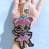 Cool girl hotfix rhinestone keychain - korean velvet diamond embellished avatar charm - trendy & unique bestie bag accessory
