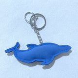 Wholesale foreign trade jewelry leather rhinestone keychain cartoon two-tone dolphin keychain bag accessories