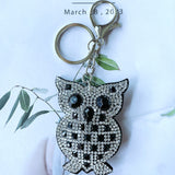 Cross-border owl hot diamond keychain korean velvet diamond-encrusted super flash pendant night owl bag accessories birthday gift