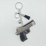 Diamond-studded gun keychain with fashionable tassel metal pendant - creative bag accessory, cross-border hot seller