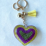 Cross-border korean velvet heart rhinestone keychain - valentine's day gift, bag charm, couple/bff gift