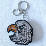 Korean velvet hot diamond eagle keychain korean leather diamond-encrusted cat, dog, water leopard, snake and lizard multi-style luggage accessories