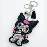 New arrival diamond-encrusted kuromi keychain cartoon bag pendant tassel metal creative accessories cross-border hot sale