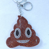 Cross-border in stock childlike shit keychain korean velvet hot diamond bag decoration funny creative key accessories