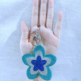 Purple gold flower fashion luggage soft pendant korean velvet hot diamond keychain flower leather full diamond key ring accessories