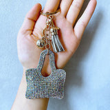 Fashion bag keychain bag accessories korean velvet full diamond keychain mobile phone keychain wholesale