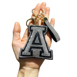 Letter bag hanging korean velvet inlaid diamond ultra-light shiny english letter keychain school bag accessories car pendant wholesale