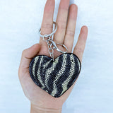 Korean velvet leopard print heart keychain - wild & sweet bag charm - cross-genre mix & match accessory