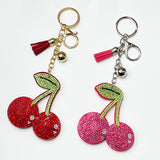 Cross-border hot-selling diamond-encrusted cherry keychain 3d stereo rhinestone fruit pendant bag accessories tassel fashion