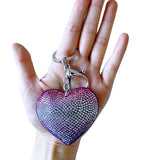 Diy jewelry accessories gradient heart hotfix rhinestone keychain fashion shiny keyring bag charm wholesale