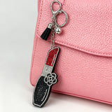 Cross-border hot-selling small fragrance style diamond-encrusted lipstick pendant hot diamond tassel bag keychain fashion girl jewelry pendant