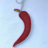 Chili keychain korean velvet hot diamond red chili shape shiny bag accessories fun kitchen bag chain accessories