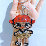 Cool girl hotfix rhinestone keychain - korean velvet diamond embellished avatar charm - trendy & unique bestie bag accessory