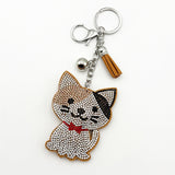 Diamond-studded cat keychain - european & american style tassel metal charm - bag accessory - cross-border hot seller
