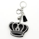 Diamond-studded crown keychain - european & american style tassel metal charm - bag accessory - cross-border hot seller