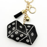 New arrival diamond-encrusted dice keychain fashion tassel metal bag pendant cross-border hot-selling creative accessories