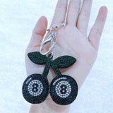 Korean velvet cherry number 8 keychain - lucky number theme, sweet style bag charm, backpack accessory