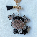 Cross-border hot-selling tassel diamond-encrusted puppy women's bag pendant fashion korean velvet hot diamond two-color diamond keychain