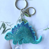 Cute cartoon dinosaur hotfix rhinestone charm korean velvet diamond keychain kids backpack accessory cute gift
