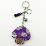 Diamond-studded mushroom keychain - european & american style tassel metal charm - bag accessory - cross-border hot seller