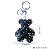 Cross-border korean velvet black bear hot diamond keychain, trendy and cool stylish luggage pendant, animal shape key chain accessories