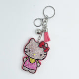 Hotfix rhinestone hk keychain cartoon charm cute tassel bag accessory women's fashion gift