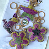Cross-border hot-selling purple flower star boots korean velvet bag accessories car keychain school bag lock accessories