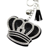 Diamond-studded crown keychain - european & american style tassel metal charm - bag accessory - cross-border hot seller