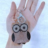 Owl keychain - korean velvet hotfix rhinestone bag charm - "eye of wisdom" design cute luggage & bag accessories