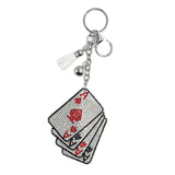 Hot diamond playing card keychain diamond tassel pendant small fragrant bag car accessories pendant