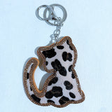 Spotted cat keychain korean velvet hot diamond cute animal key chain creative cartoon childlike fun luggage pendant wholesale
