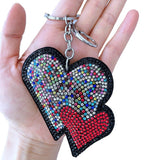 Cross-border hot-selling korean velvet diamond-encrusted heart and star bag charm, double heart sparkling car pendant wholesale