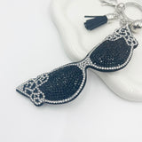 Cross-border creative glasses hot diamond keychain fashion women's diamond bag tassel pendant factory wholesale pendant