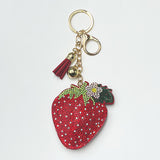 New arrival diamond-encrusted strawberry keychain tassel metal pendant bag creative accessories cross-border hot-selling model