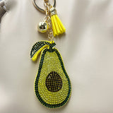 New arrival diamond-encrusted avocado keychain fashion bag pendant tassel metal creative accessories cross-border hot sale