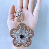 5-petal flower hot diamond keychain korean velvet classy bag pendant ultra-light leather luggage accessories
