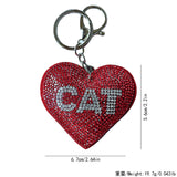 Cross-border hot-selling korean velvet diamond pure colorlove heart cat dog keychain pendant bag accessories