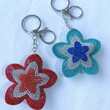 Purple gold flower fashion luggage soft pendant korean velvet hot diamond keychain flower leather full diamond key ring accessories