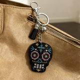 Cross-border hot-selling diamond-encrusted skull keychain fashion tassel bag pendant halloween creative jewelry