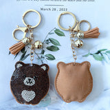 Cross-border hot seller: brown bear keychain - korean velvet hotfix rhinestone cute pet, retro style bag charm