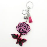 New arrival diamond-encrusted rose keychain fashion tassel bag pendant creative accessories cross-border hot sale